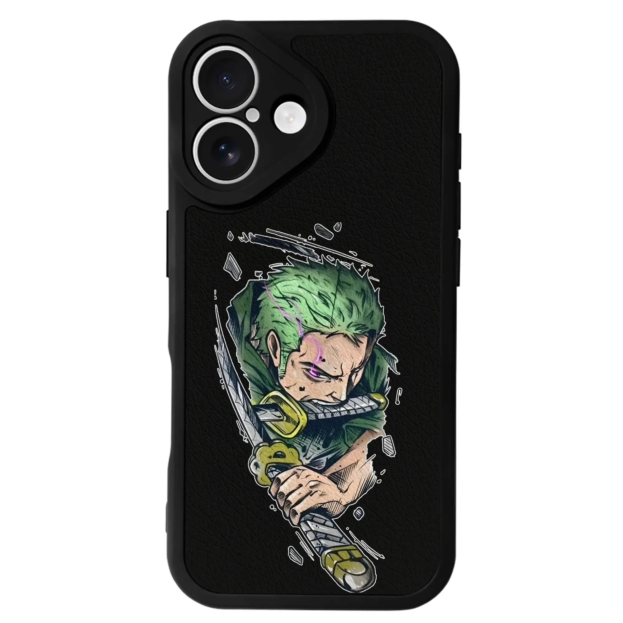 ワンピース グッズ ロロノア・ゾロ - IPhone 16シリーズ対応 ・ シリコンスマホケース ・ レザー調 ・ 高精度フィット ・ 耐衝撃 ・ ワイヤレス充電対応 ・ 精密カット